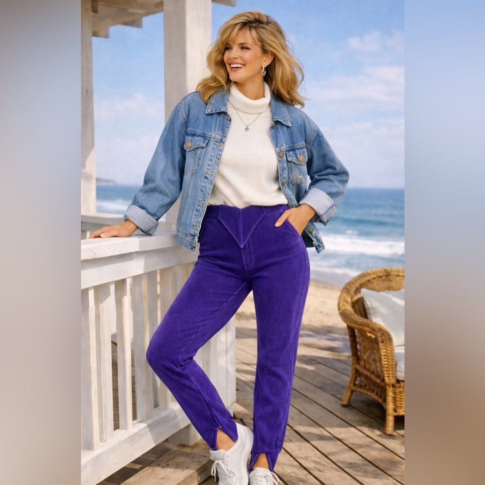 Vintage Pasta Purple Corduroy Stirrup Pants